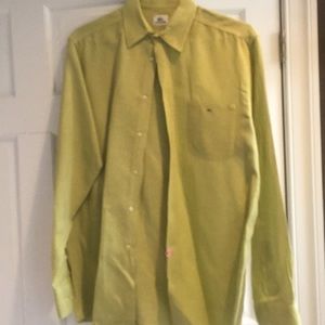 Men’s Lacoste green linen button down. Size 40